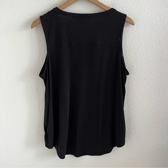 Ellen Tracy Black Tank Front Pocket Business Casual Office Large - Picture 3 of 5